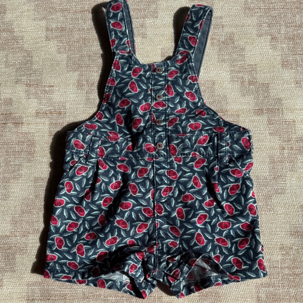 Baby Girls Floral Print Corduroy Shortalls size 6M